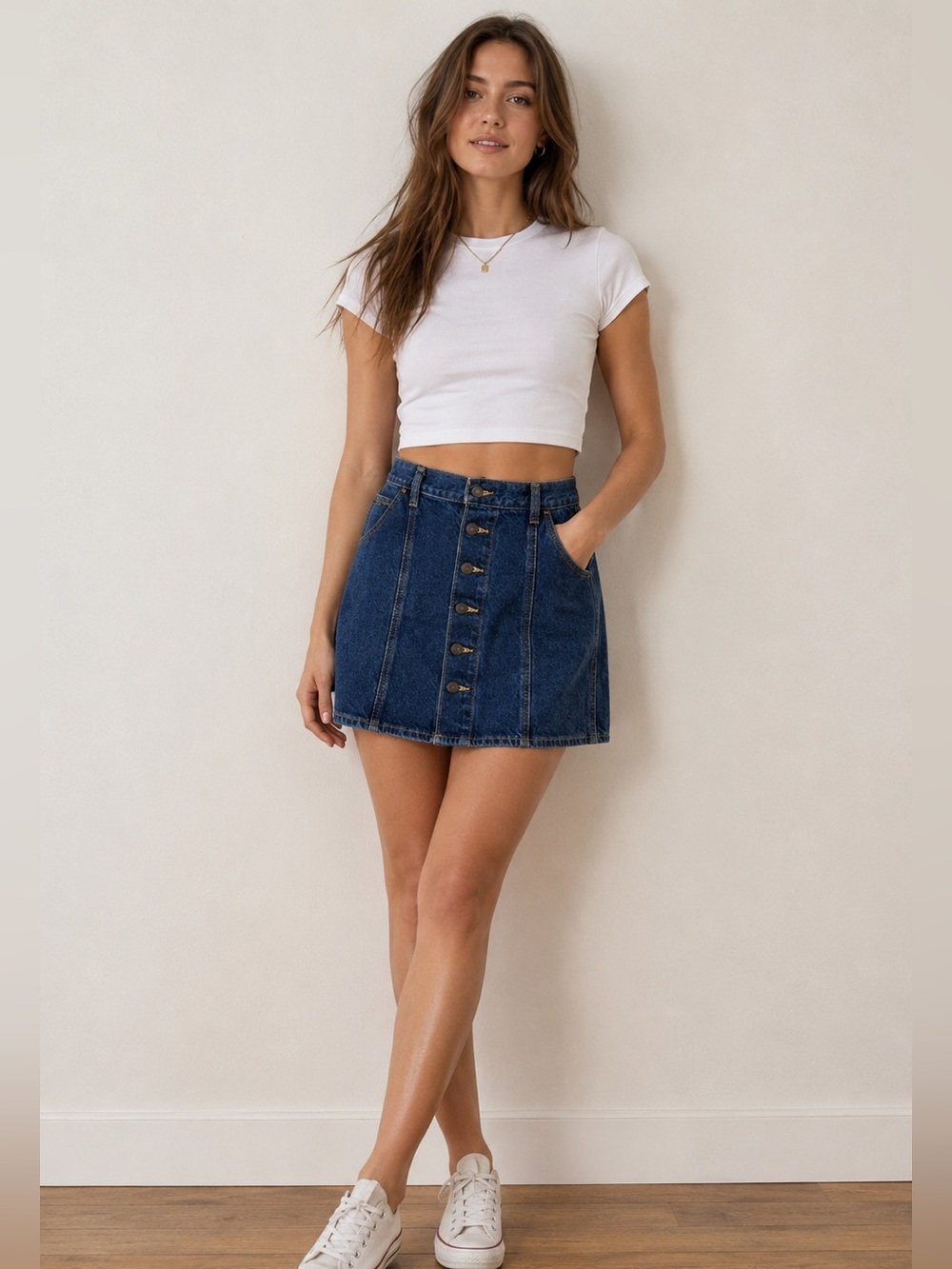Levi's Dark Blue Button-Front A-Line Denim Skirt Size 26
